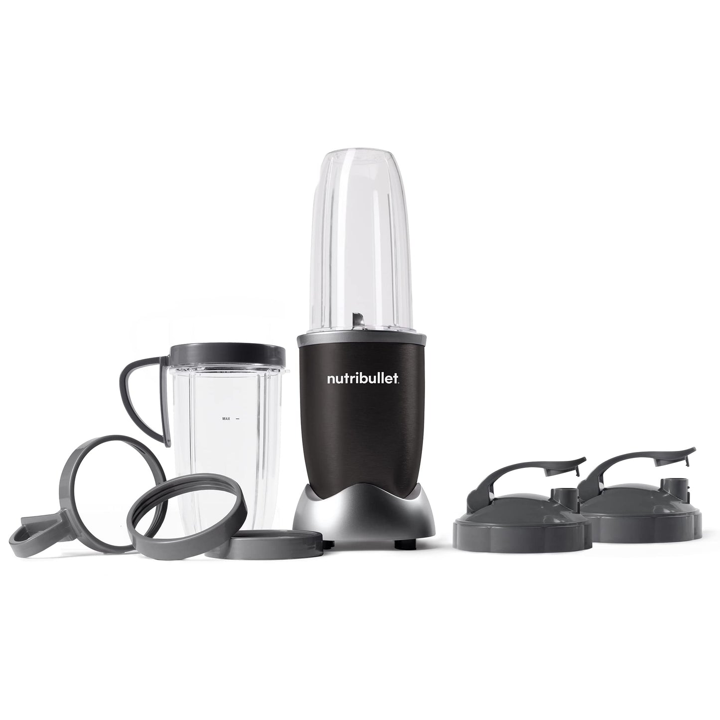 nutribullet Pro Personal Blender, Shakes, Smoothies, Food Prep, and Frozen Blending, 32 Ounce Cup, 24 Ounce Cup, Flip-top Travel Lid, 900 Watt, Matte Black, NB9-0901AK