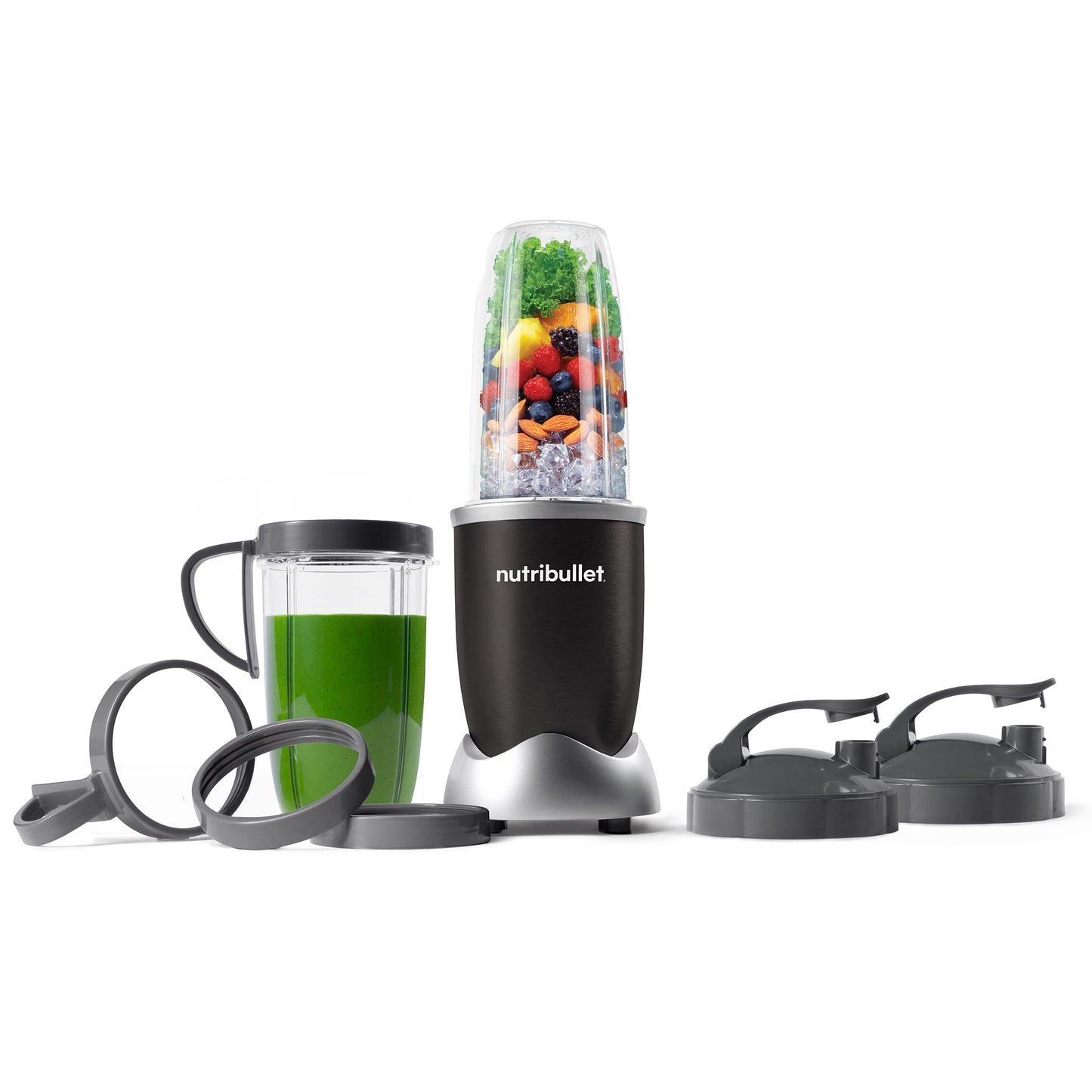 nutribullet Pro Personal Blender, Shakes, Smoothies, Food Prep, and Frozen Blending, 32 Ounce Cup, 24 Ounce Cup, Flip-top Travel Lid, 900 Watt, Matte Black, NB9-0901AK