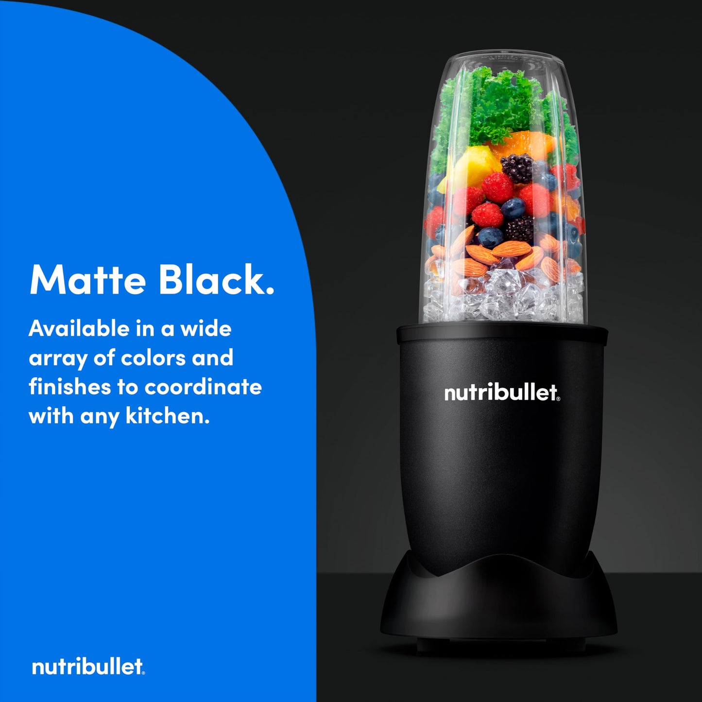 nutribullet Pro Personal Blender, Shakes, Smoothies, Food Prep, and Frozen Blending, 32 Ounce Cup, 24 Ounce Cup, Flip-top Travel Lid, 900 Watt, Matte Black, NB9-0901AK