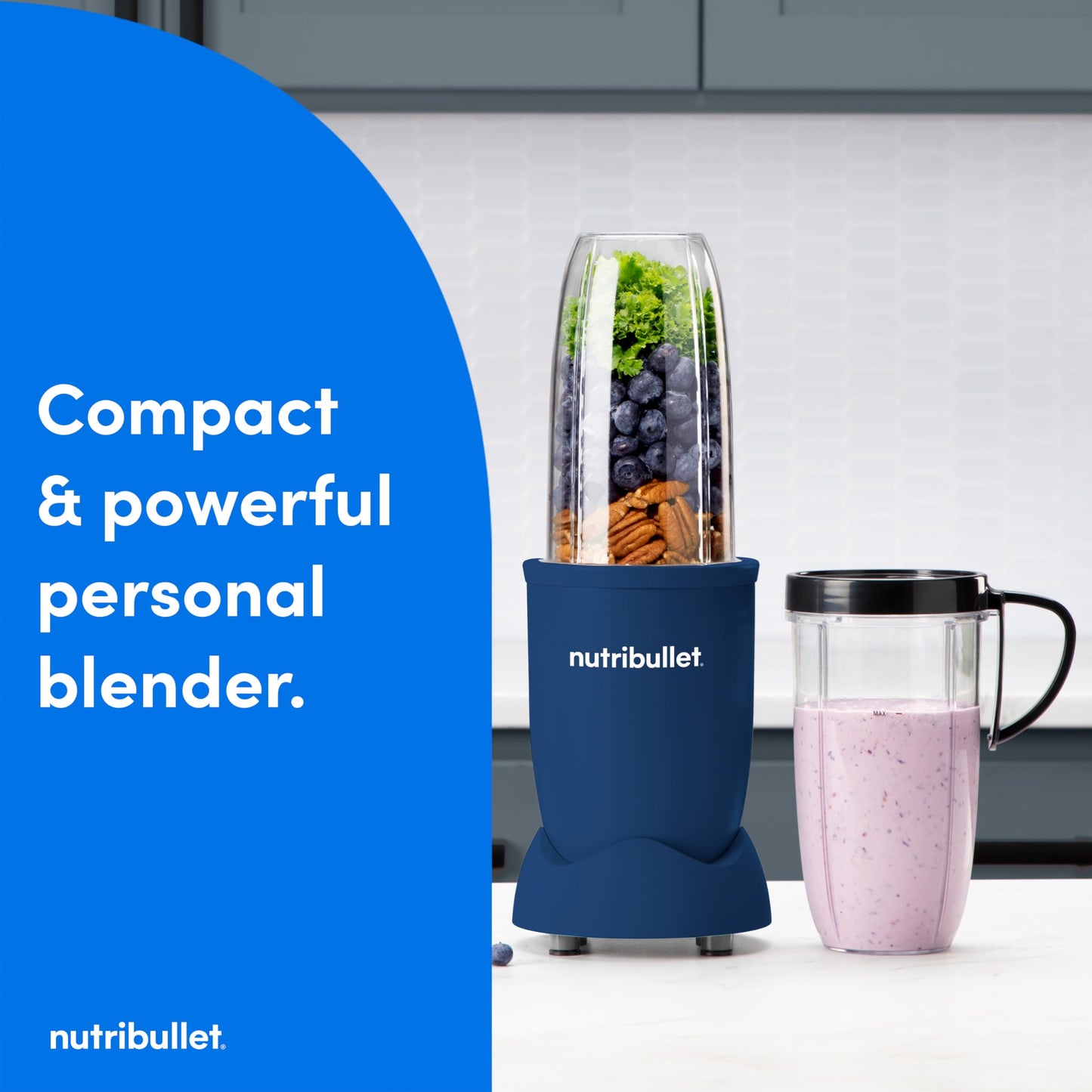 nutribullet Pro Personal Blender, Shakes, Smoothies, Food Prep, and Frozen Blending, 32 Ounce Cup, 24 Ounce Cup, Flip-top Travel Lid, 900 Watt, Matte Black, NB9-0901AK