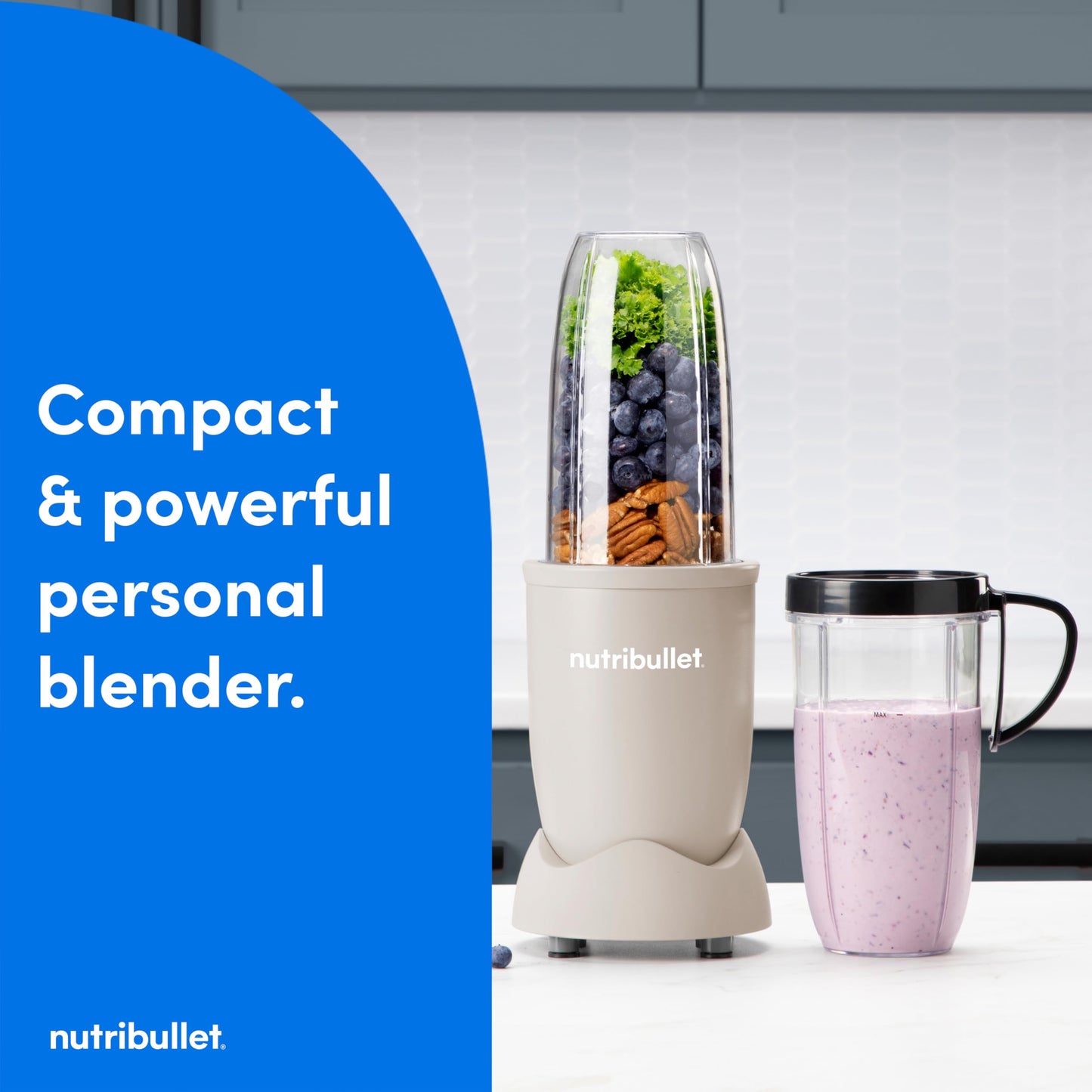 nutribullet Pro Personal Blender, Shakes, Smoothies, Food Prep, and Frozen Blending, 32 Ounce Cup, 24 Ounce Cup, Flip-top Travel Lid, 900 Watt, Matte Black, NB9-0901AK