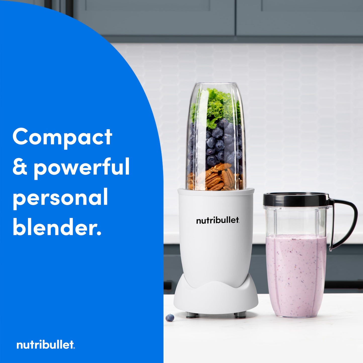 nutribullet Pro Personal Blender, Shakes, Smoothies, Food Prep, and Frozen Blending, 32 Ounce Cup, 24 Ounce Cup, Flip-top Travel Lid, 900 Watt, Matte Black, NB9-0901AK