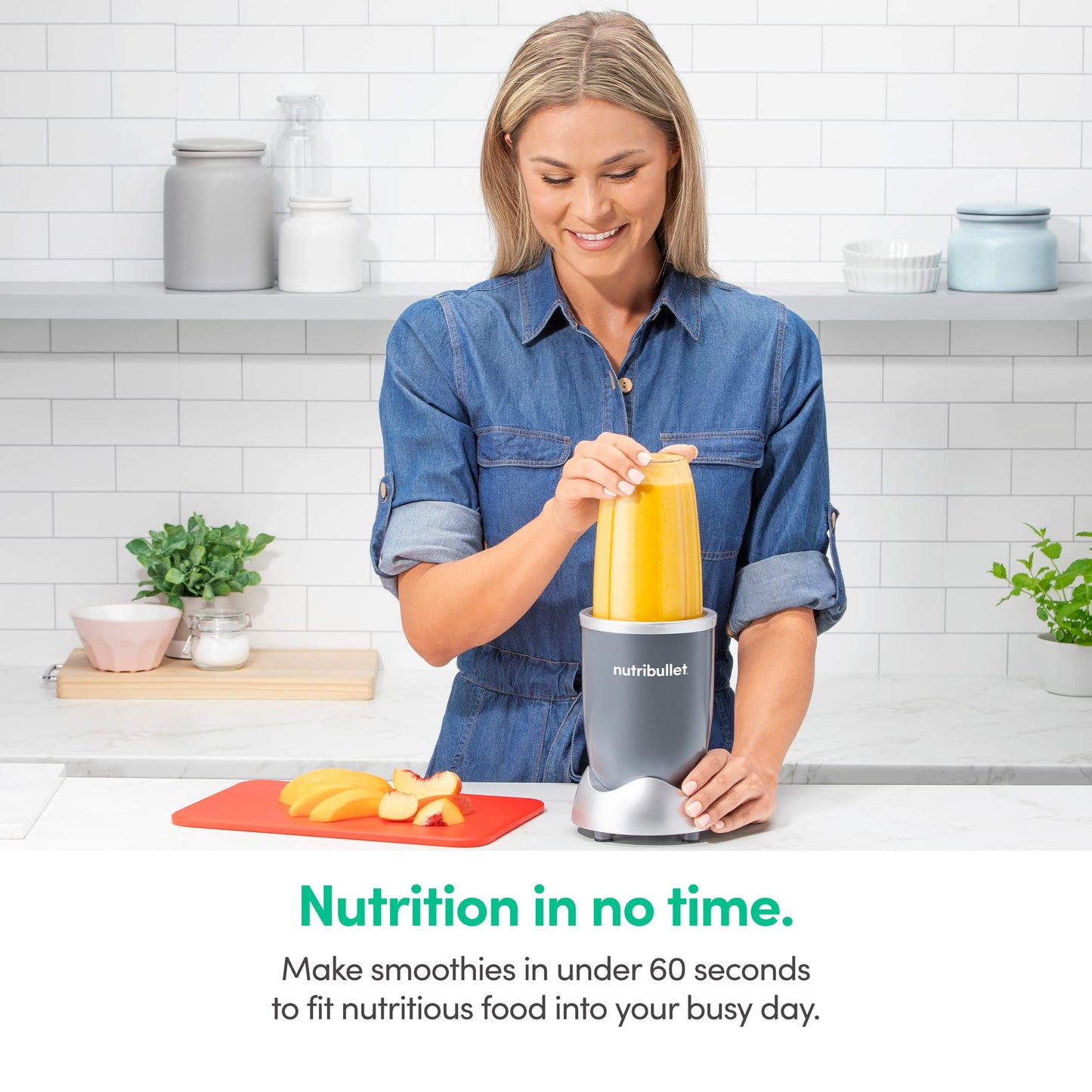 nutribullet Pro Personal Blender, Shakes, Smoothies, Food Prep, and Frozen Blending, 32 Ounce Cup, 24 Ounce Cup, Flip-top Travel Lid, 900 Watt, Matte Black, NB9-0901AK